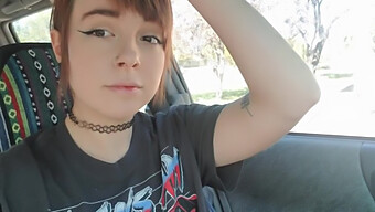 Teen Girl Pleasures Herself With A Dildo In A Car