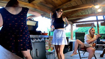 Leon Lambert'S Adventurous Girls In Summer Dresses And Bras Indulge In A Steamy Bbq Party Outdoors